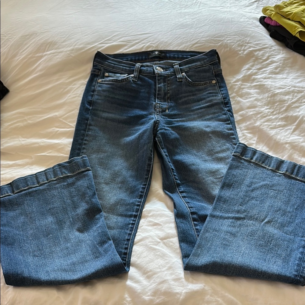 7 For All Mankind Dark Blue Flare Jeans